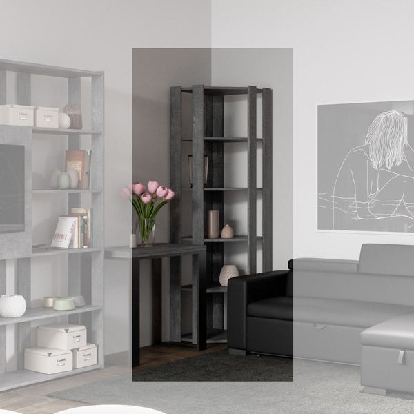 online Libreria Angolare Moderna 5 Ripiani 60,3x60,3x205 cm in nobilitato Cemento