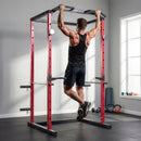 Power Cage Stazione Multifunzione 160x112x215 cm Rack Regolabile con Capacità di 460 kg in Acciaio Rosso      