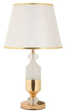 Lampada da Tavolo Gipsy Ø30x52 cm in Ferro e Tessuto Oro e Bianco      