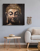 Dipinto su Tela Buddha 100x100x3 cm Cornice in Legno di Pino Multicolor