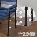 Sedia WC per Anziani e Disabili Altezza Regolabile e Secchio Rimovibile Blu   