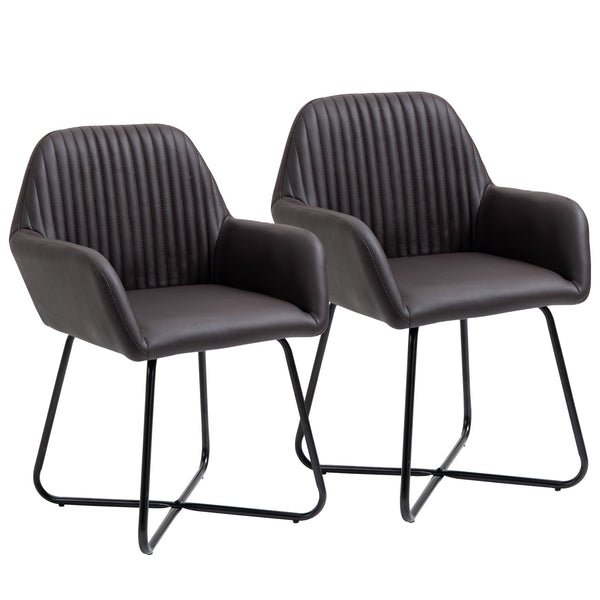 Set 2 Sedie Imbottite 60x56,5x85 cm in Similpelle Marrone online
