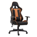Sedia da Gaming con Rotelle Reclinabile Girevole in Tessuto Nero e Arancione 