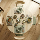 Tavolo Rotondo a Ribalta Pieghevole Ø110x76 cm per 2-6 Persone in Legno e Acciaio Color Legno      
