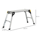 Piattaforma di Lavoro Pieghevole con 4 Piedi Protettivi 128x41x60 cm in Alluminio Argento
