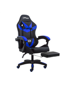 Sedia da Gaming Ergonomica 66x60x134 cm con Poggiapiedi in Similpelle Blu