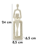 Statuetta Single Stons 8,5x6,5x24 cm in Resina Crema      