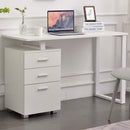 Scrivania con Cassettiera 120x50x75 cm in MDF e Acciaio Bianco   