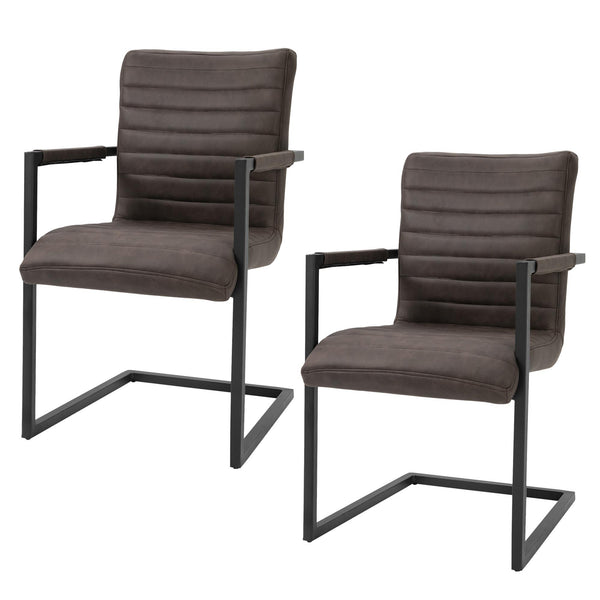 Set 2 Sedie Imbottite 63x53x90 cm in Poliestere Marrone acquista