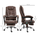 Poltrona da Ufficio 65x70x111-119 cm con Telecomando e 6 Punti di Massaggio in Microfibra Marrone      