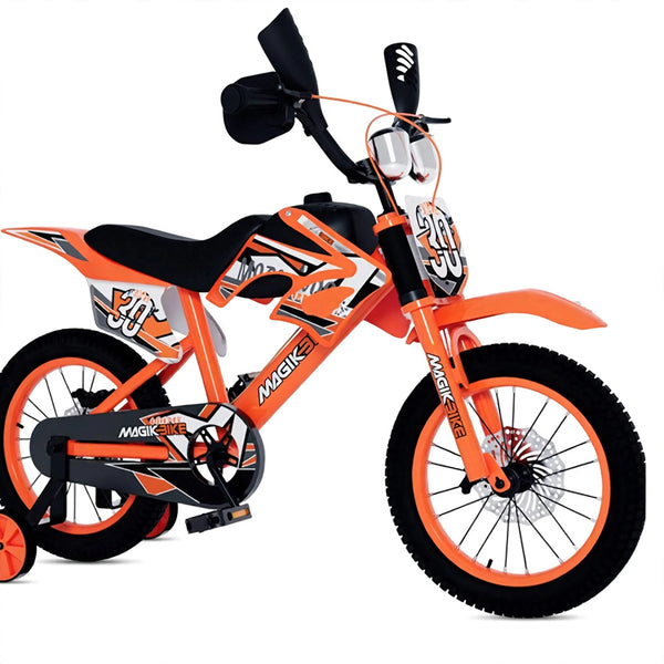 Bicicletta per Bambini 16" Freni a Disco e Rumore del Motore in Accelerazione Magik-Bike Motocross Arancione online