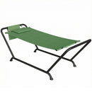 Amaca da Giardino 237x90x92 cm con Supporto Tasca Laterale e Poggiatesta in Metallo e Poliestere Verde Scuro      