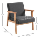 Poltrona per Salotto in Stile Vintage 68,5x78,5x75 cm con Braccioli e Struttura in Legno Grigio Scuro   