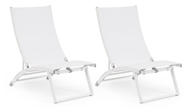 Set 2 Poltrone da Giardino 53x166,5x90 cm in Alluminio Taylor Bianco prezzo