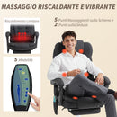 Poltrona da Ufficio 67x79x111-121 cm con Telecomando e 6 Punti di Massaggio in Tessuto Misto Velluto e Lino Grigio      