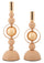 Porta Candele Saturno Rosa Set 2 Pz Ø10x33 cm - Ø10x27 cm in Ferro Rosa e Oro