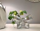Vaso Butterfly Silver 22,5x8x15 cm in Resina Argento      