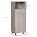 Mobiletto Bagno con Ruote 30x32x87 cm in MDF Grigio e Legno