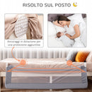 Barriera Letto Anticaduta per Bambini 150x40x60 cm in Acciaio e Tessuto Oxfod Grigio