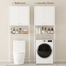 Mobile Bagno Sopra WC e Lavatrice 64x20x180 cm con Armadietto in MDF Bianco  