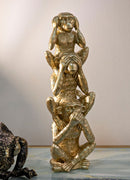 Decorazione Scimmie Tower Ø10,5x30 in Resina Oro          