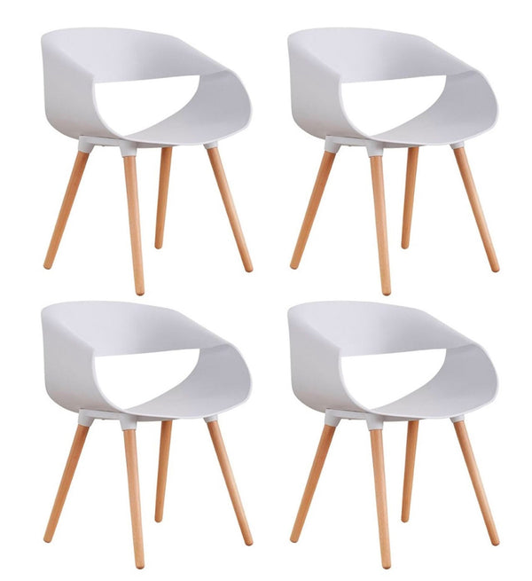 online Set 4 Sedie in Polipropilene 45x71x60 cm Gambe in Faggio Fold Bianco