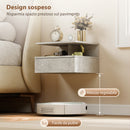 Set di 2 Comodini Sospesi 35x32x22,5 cm con Cassetto e Mensola Aperta Rivestimento in Melamina Grigio Cemento      