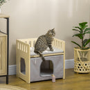 Casetta per Gatti 2 Livelli 48x38x47 cm con Cuscini Rimovibili e Guide di Sicurezza in Legno e Tessuto Grigio e Bianco