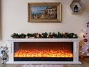 Camino Elettrico da Pavimento 60x180x33 cm Effetto Fiamma 1500W Skyline Bianco