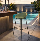 Sgabello Bar Ibiza Verde Set 2 Pz 50x50x98 cm in Polipropilene e Metallo Verde e Nero      