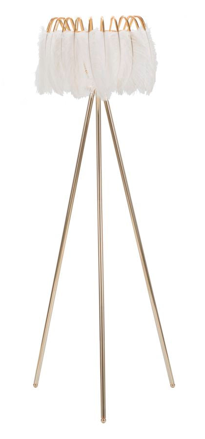Lampada da Terra Feather Stand Ø46x147 cm in Ferro e Plastica Oro e Bianco prezzo