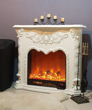 Camino Elettrico da Pavimento 102x120x33 cm Effetto Fiamma 1500W Florence Bianco