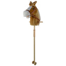 Cavallo Con Bastone per Bambini Asta Smontabile con Ruote e Suoni Marrone      