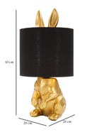 Lampada da Tavolo Coniglio Ø20x43 cm in Resina e Ferro e Carta e Tessuto Oro e Nero      
