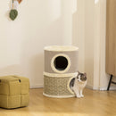 Cuccia per Gatti 35,5x35,5x49 cm Struttura Tiragraffi a Torre con 2 Nicchie Corda in Sisal e Alga Marina Cachi      