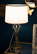 Lampada da Tavolo Slimmy Ø28x53 cm in Ferro e Plastica Bianco e Oro      
