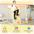 Palestrina per Bambini 3-5 Anni 120x105x120 cm con Parete da Arrampicata 3 Scale e Altalena