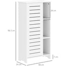 Mobile Bagno con Armadietto Chiuso 48x24x96,5 cm a 3 Livelli e 3 Ripiani Aperti in Legno Bianco    