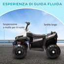 Quad Elettrico per Bambini 12V con 2 Motori Sospensioni Fari LED MP3 Bianco      