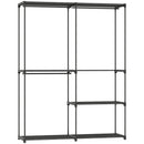 Armadio Guardaroba con 2 Aste e 4 Ripiani 142x43x185 cm in Tessuto Plastica e Acciaio Nero      