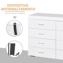 Cassettiera per Casa e Ufficio in Legno Bianco 90x35x73 cm 