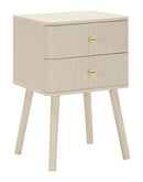 Comodino 2 Cassetti Shy 34x37,5x59 cm in Pino e MDF e Ferro      