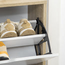 Scarpiera Slim Salvaspazio 2 Cassetti a Ribalta 8 Paisa di Scarpe 62,5x26x81 cm Legno e Bianco 