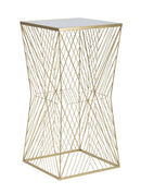 Tavolino Soggiorno Lines 4 50x50x100 cm in Ferro e Specchio Oro      