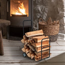 Portalegna per Camino 56x40x90,5 cm con Ruote in Acciaio  Nero