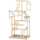 Trespolo per Pappagalli 48x38x95 cm con Giochi Vassoio Rimovibile e Posatoi in Legno Naturale      