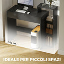Scrivania PC Moderna 100x40x90 cm con 3 Ripiani Aperti e Cassetto in Legno Nero      