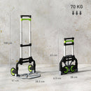 Carrello Portapacchi Pieghevole con Maniglia Telescopica Capacità 70 kg in Alluminio Argento      