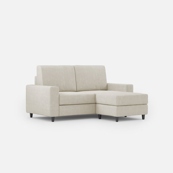acquista Divano 2 Posti con Pouf 148x155x85 cm Sakar in Tessuto Latte