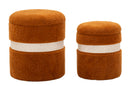 Puff con Contenitore Saint-moritz Marrone Set 2 Pz Ø40x47 cm - Ø32x38 cm in MDF e Spugna e Poliestere Marrone      